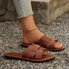 Solid Color Classic Round Headed Flat Bottom Women's Slippers 2025 Summer Casual Simple Versatile Open Toe Comfortable Sandals