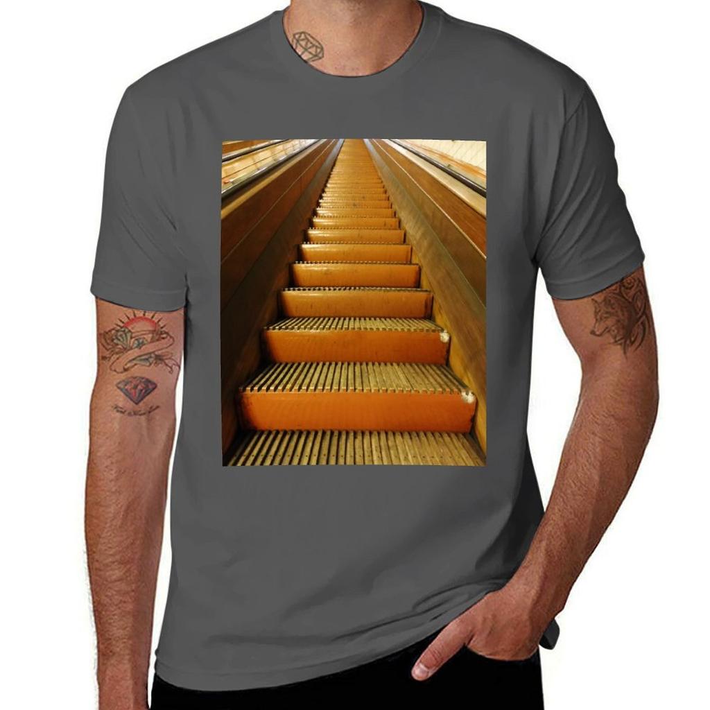 Vintage Wooden Escalator Tshirt Large Size Soft Cotton Tshirt