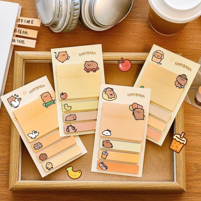 Capibala Learning Stationery Wholesale Capybara Index Stickers Student Gift Message N Times Label Paper Kawai Stationery Lovely