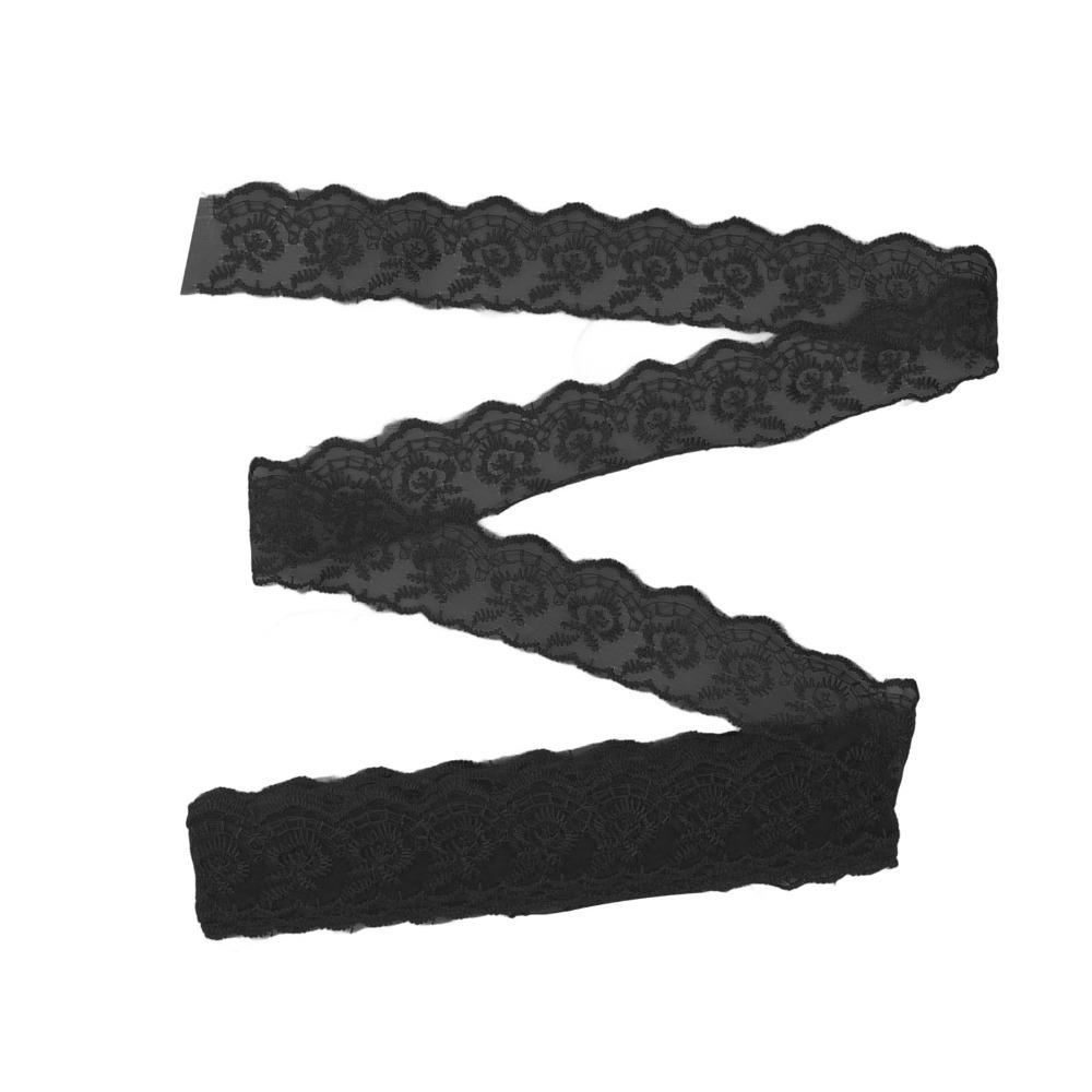 1pcs Black Lace Ribbon Trim Floral Pattern Elastic Lace Trim Elastic Stretch Lace Fabric For Sewing