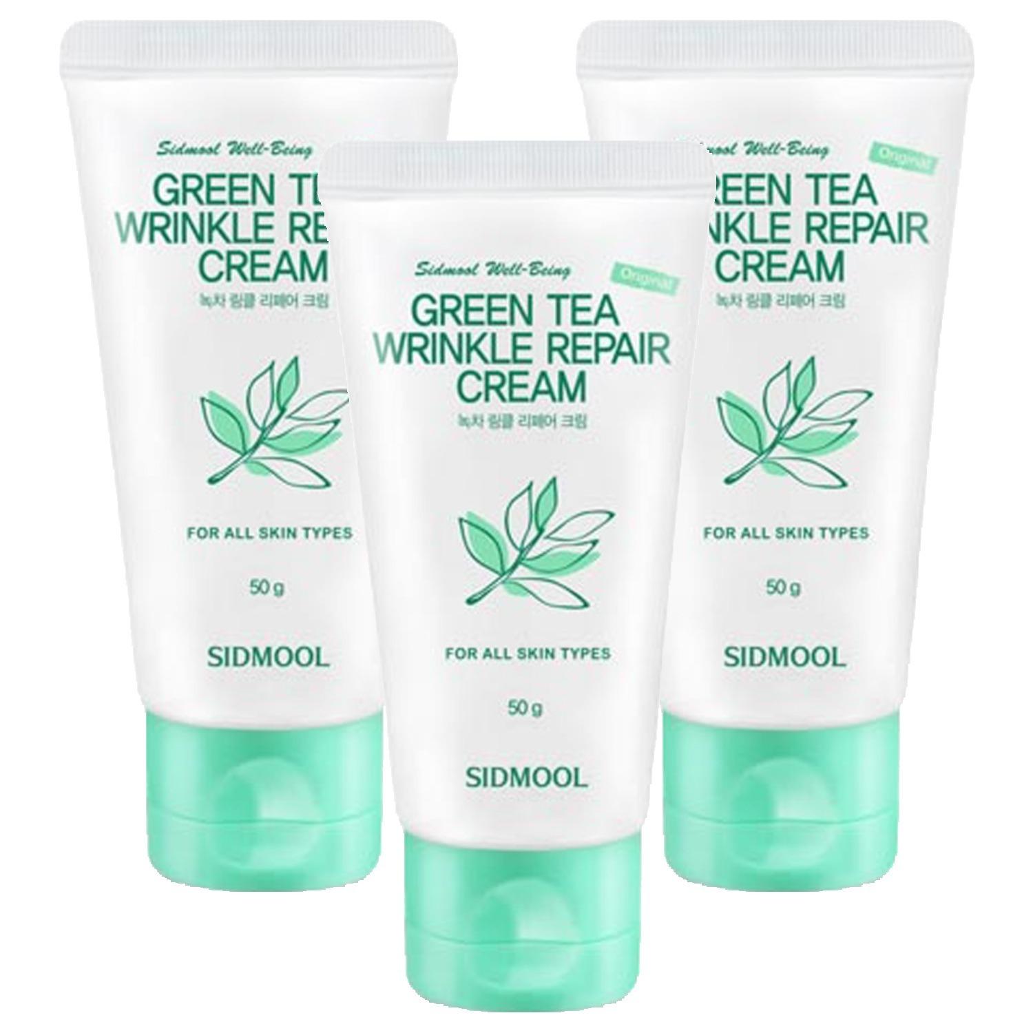 SIDMOOL Green Tea Wrinkle Repair Cream Anti-Aging & Deep Moisturizing Eye & Face Cream 50g x 3ea