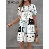 Abito estivo da donna a maniche corte con stampa 3D Moda Versatile Traspirante Tendenza Casual