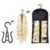 Long Wig Storage Bag Holder Case Hair Extensions Storage Bag with Hanger for Wig Hair Extension Storage Pouch with Hanger