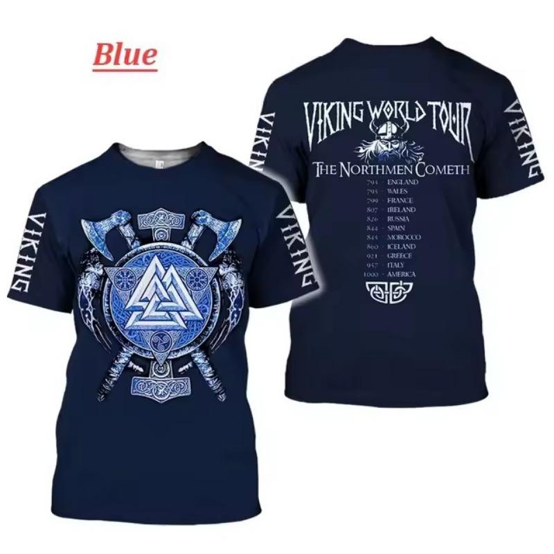 

Модная мужская одежда Женская Мужская Викинг Тату Искусство Графика Черепа Футболка 3D Принт Викинги Короткий Рукав Большой Размер XS-6XL 6XL