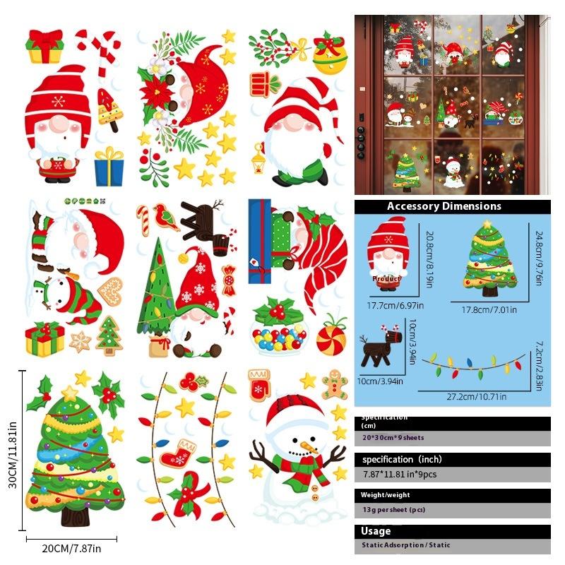 Santa Claus Christmas Ornaments Static Stickers Window Grilles Scene Arrangement Glass Doors Stickers Windows