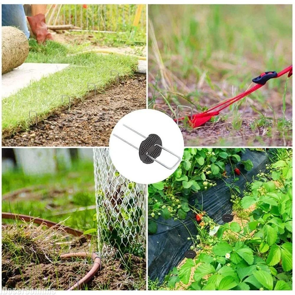 U-shaped Ground Pegs Garden Pegs Heavy Duty Metal Fixing Tools for Securing Weed Control Landscape Fabric Artificial Grass