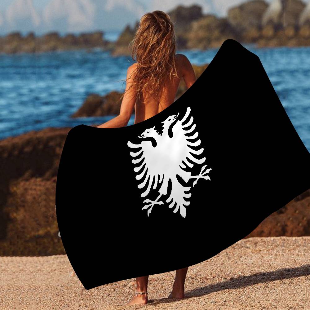 Jmg Household Supplies Albanian Flag Microfiber Printed Beach Towel Mountain Climbing Yoga Beach Swimming Running Absorbent Soft Towel