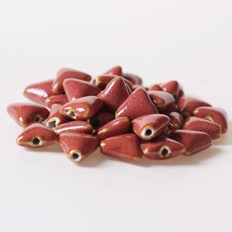 Floral Glaze Triangle Beads 16mm - Irregular Loose Beads for Bracelets