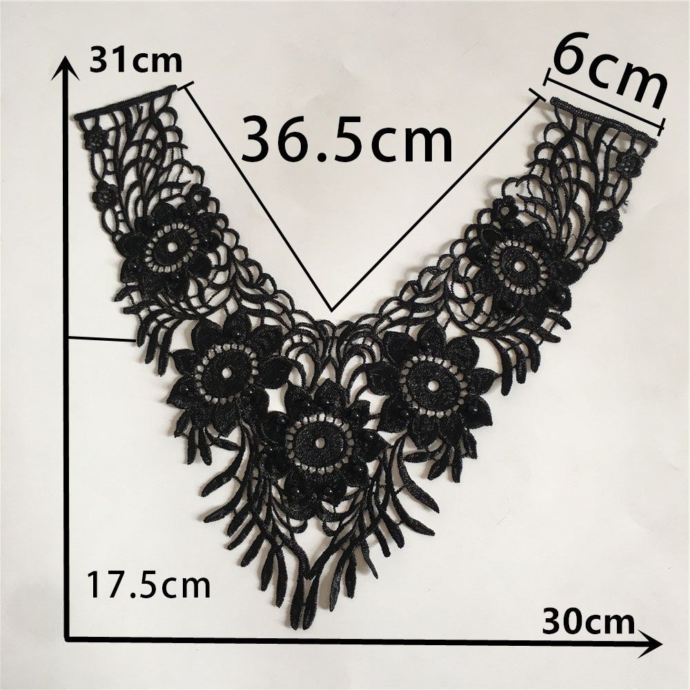 Black And White I Embroidery Polyester Beads Hollow Diy Sewing Lace Decoration Matching Clothing Accessories Clothing