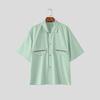 Lapel Incerun Men Oversized Neck Short Sleeve Striped Splicing Casual Summer Shirts
