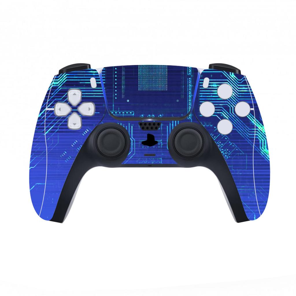 PlayVital Custom Stickers for PS5 Console Disc Edition, PS5 Controller, Charging Station, Headset, and Media Remote [Blue Light Graphic]