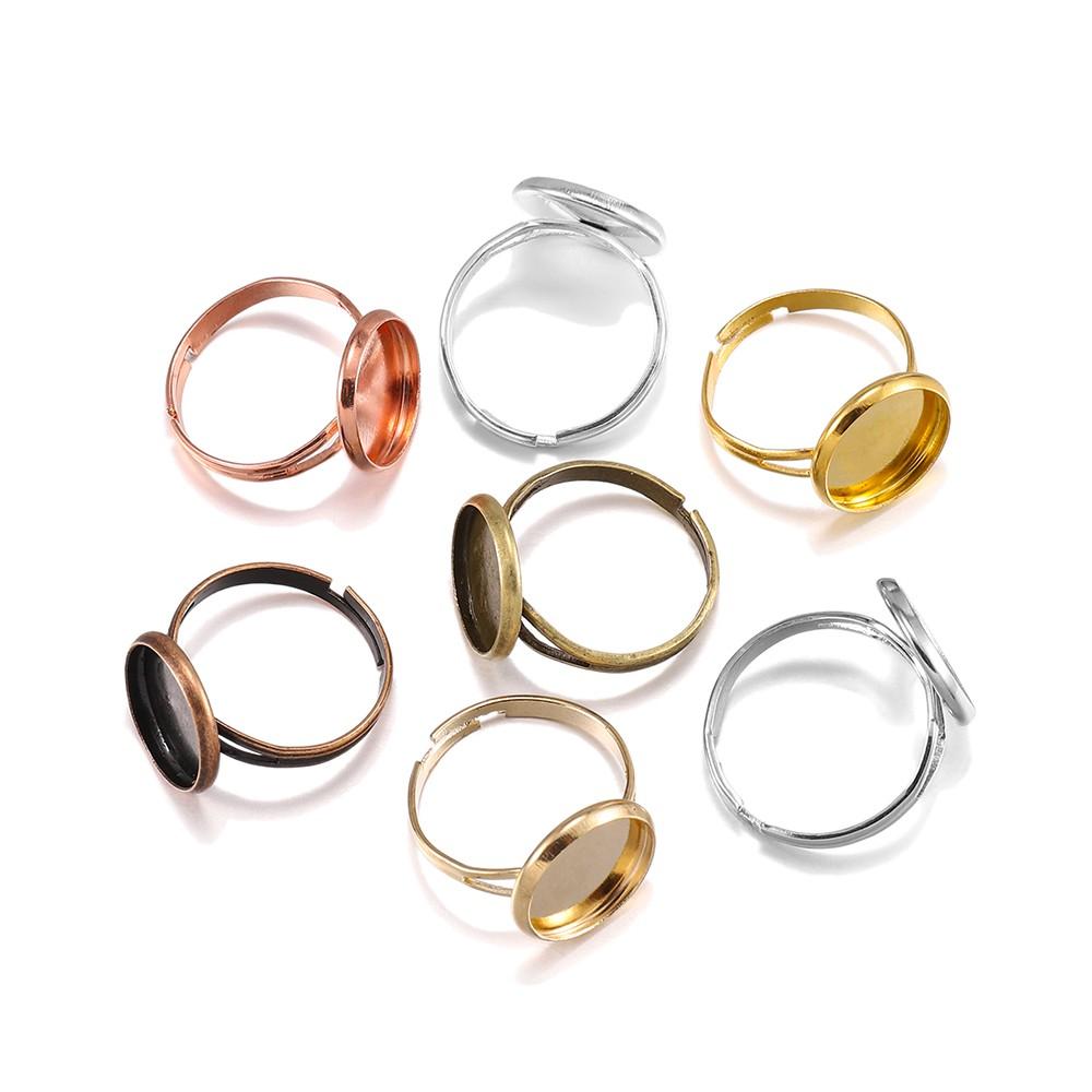 10pcs/lot Adjustable Blank Ring Base Fit Dia 10 12 14 16 18 20 25 mm Glass Cabochons Cameo Settings Tray Diy Jewelry Making Ring