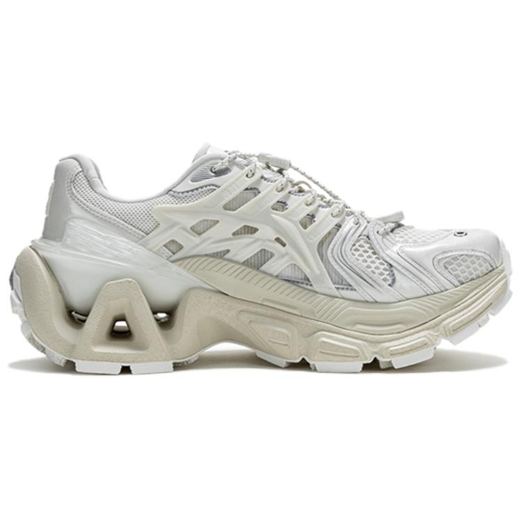 Li Ning Lijun Ace 3.0 Retro Trend Sports Casual Shock Absorbing Breathable Low Top Dad Shoes Men sneakers Champagne-White AZGW095-2
