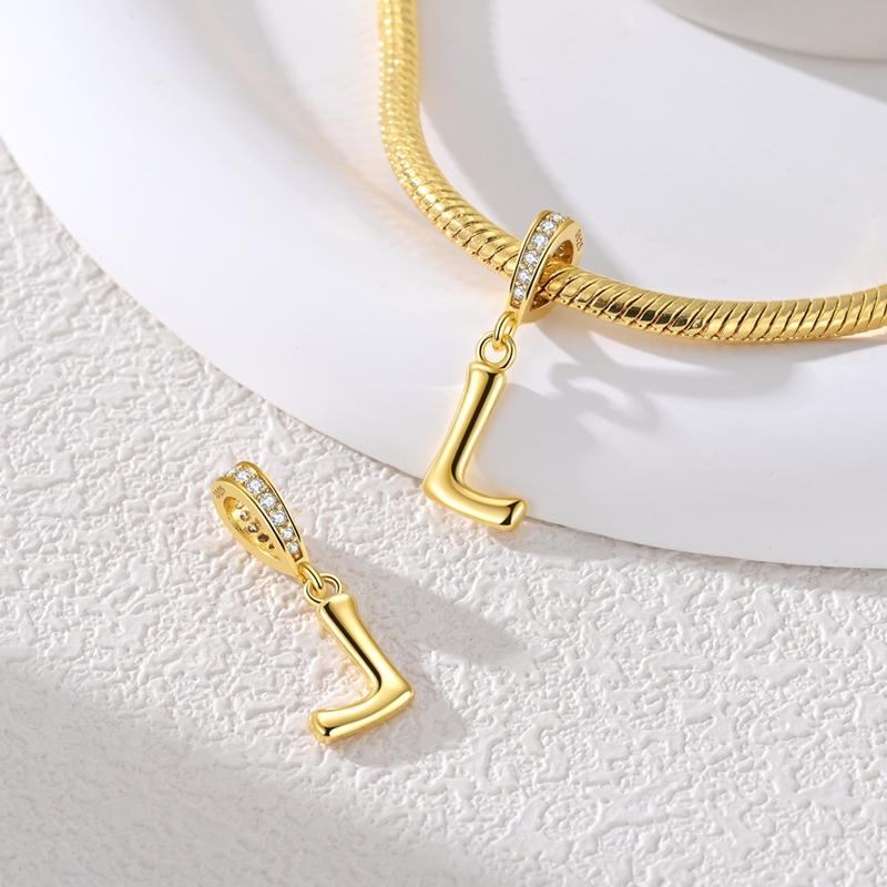 Copper Golden Letter L Charms Fit Original Bracelet Making Gift For Woman Jewelry Diy Fashion Pendant
