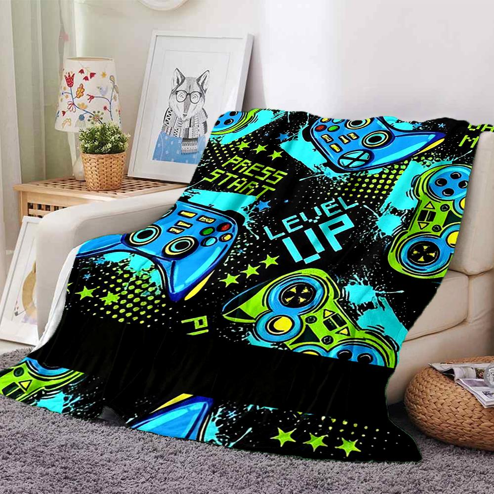 Game Controller Theme Printed Blanket - Perfect for Couch, Bed, Travel & Outdoor Use | Machine Washable, Cozy & Durable.