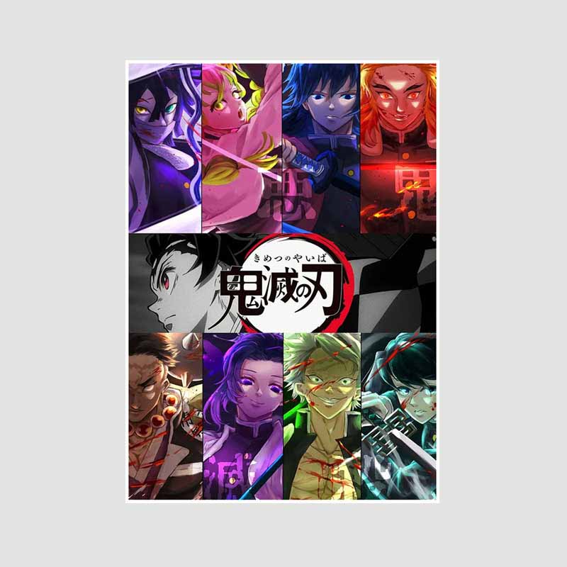 

Японский комикс фильм «Убийца демонов» поезд «Муген» аниме-постеры Kimetsu No Yaiba Белый бумажный постер Художественная роспись настенное украшение Фреска Домашний декор 30x21cm