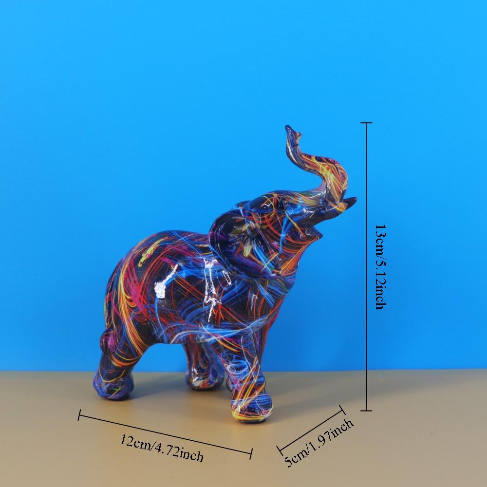 Kreativ Färg Linje Graffiti Elefant Staty Europeisk Graffiti Konst Djur Skulptur Personlig Hem Skrivbordsdekoration Prydnader