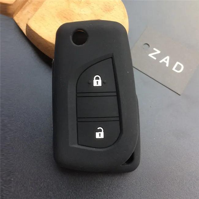 ZAD Silicone Rubber Car Key Cover Case Shell Set Protector Fob for Toyota Aygo Yaris Highlander Camry RAV4 2 Button Key Holder