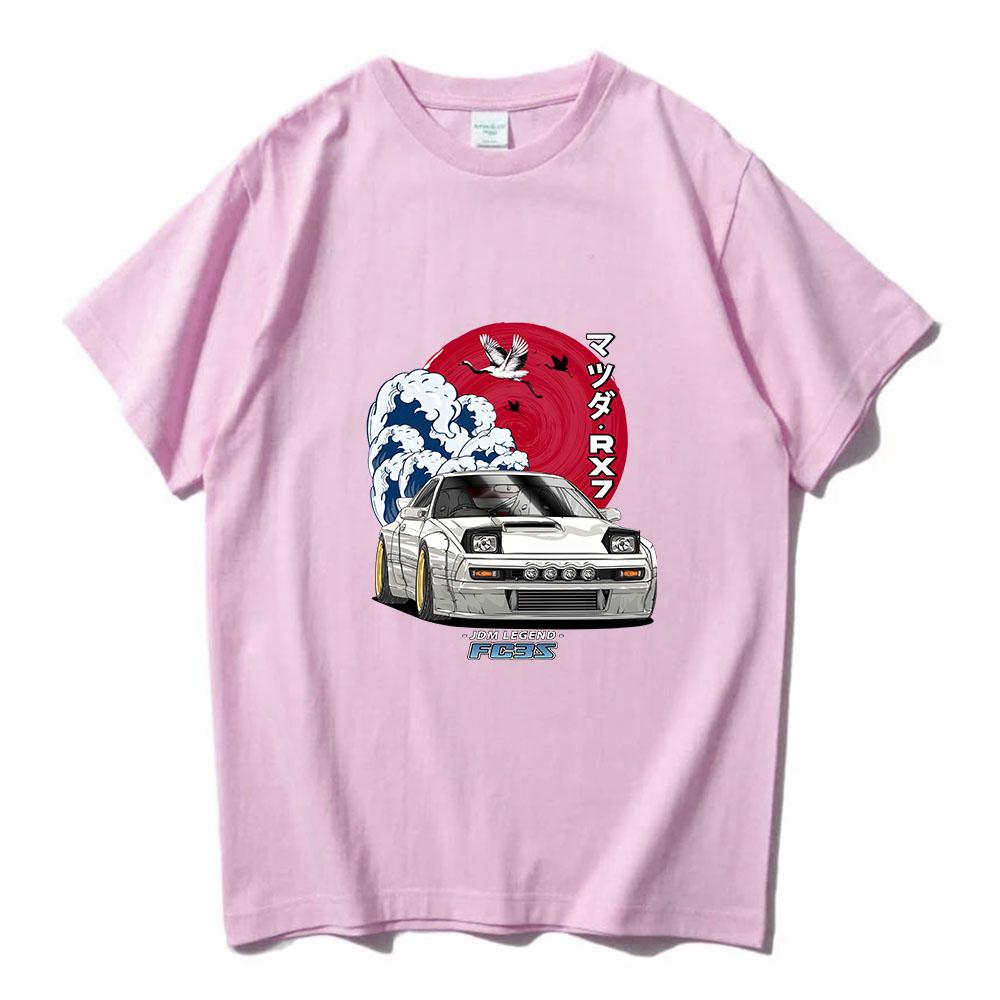 JDM Racing Car Printing T-shirt Cotton High Quality Soft Tee-shirt Japanese Fashion Style Streetwear Tees Short Sleeve Mens Tops