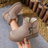 New winter thick-soled soft-soled snow boots velvet winter warm non-slip leather waterproof super thick short boots