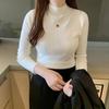 Autumn Winter Women Sweater Korean Fashion Warm Bottoming Shirts Half High Collar Basic Knitwear Solid Long Sleeve Pullovers