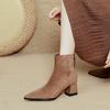 Coarse heel short boots women's autumn and winter new pointed high heel boots suede thin elastic boots medium tube fashion boots