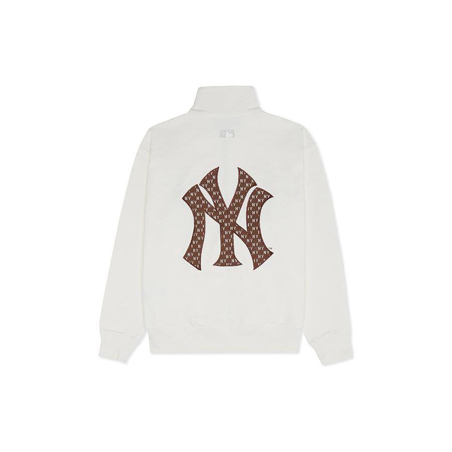 MLB New York Yankees Vintage Rückenlogo Stehkragen Reißverschluss Langarm Strickjacke Hoodie Unisex Hoodie Cremefarben 3ATRM1034-50CRS S brown