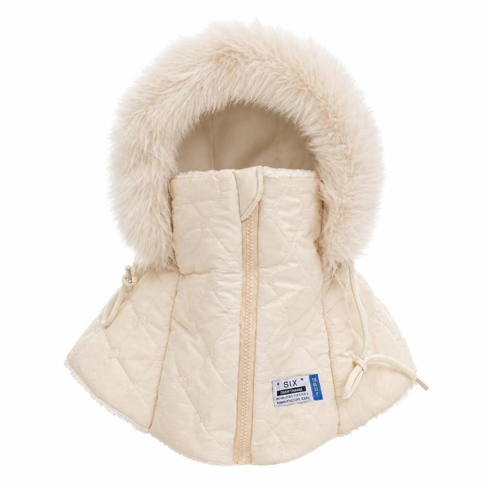 Faux Fur Lined Hooded Neck Warmer Warm Integrated Face Mask New Full Face Balaclava  Winter