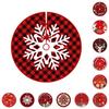 Saia de Árvore de Natal Xadrez Vermelho Festiva Com Design de Papai Noel e Alce Para Decoração Elegante de Feriado