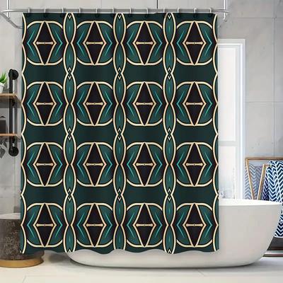 Modern Geometric Design Shower Curtain Made of Waterproof Polyester Fabric Green Blue Beige Pattern for Bathroom Decor!