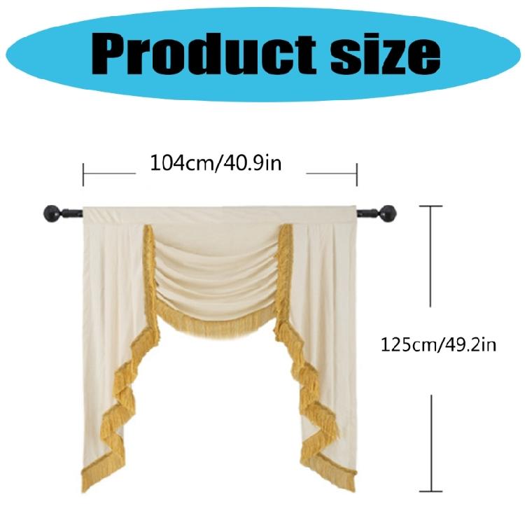 Soundproof Blackouts Valance With Decorative Tasseled Border Rippled Texture Flame Retardant Drapes