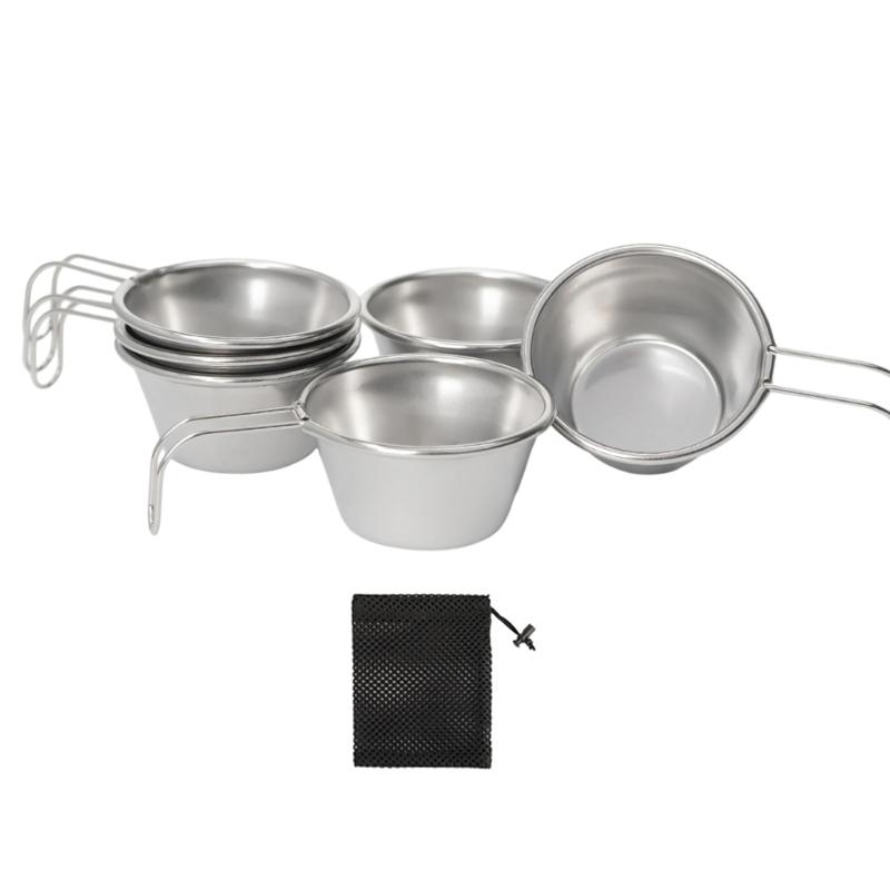 Camping Cookware Multipurpose Stainless Steel Cup with Hook Handle 50ml Capacity For Hiking Backpacking Adventure