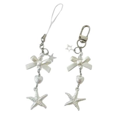 Elegant Pearls Bowknot Charm Keychain Phone Case Accessory for Fashionable Women and Trendsetters Daily Casual Use