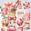 20pcs Cute 2026 New Year's Theme Champagne Crown Stickers for Stationery Decoration Girl , Journals and Notebooksks diy