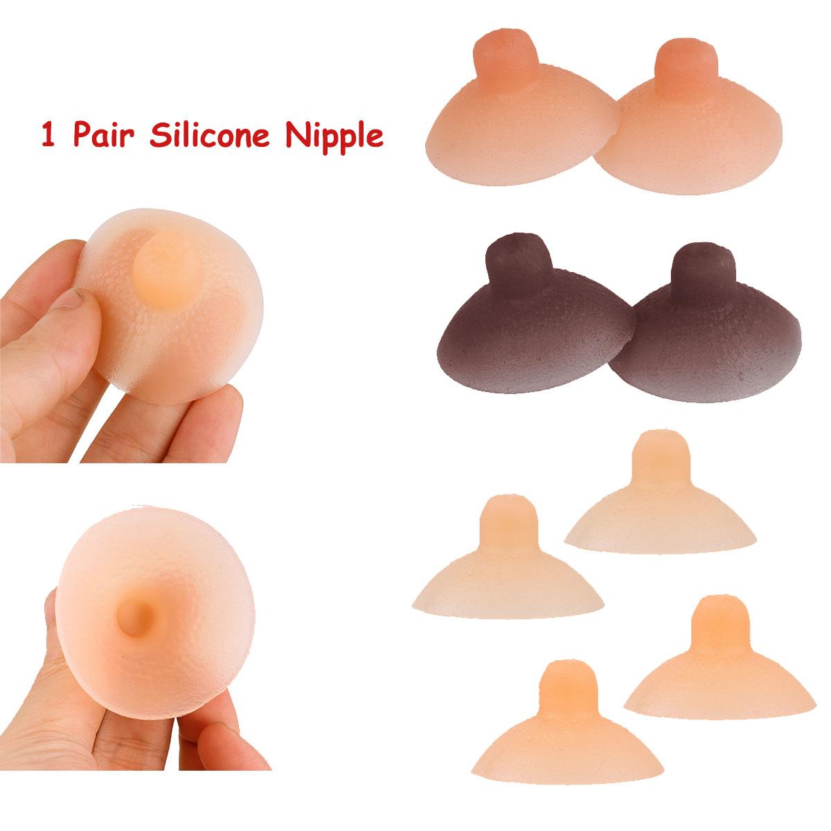 

1 пара багаторазових миючих силіконових сосків із самостійним присмоктуванням для косплею для трансвеститів у формі грудей S тілесний