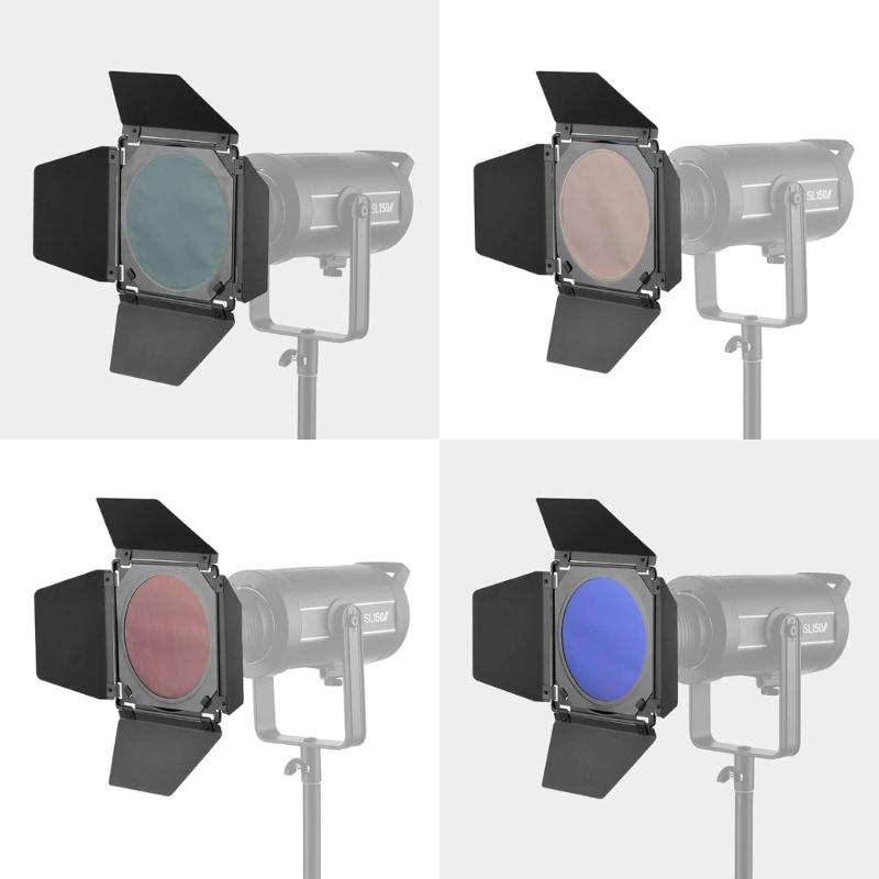 Barn Door & Honeycomb Grid &4 Color Gel Filters for 7Inch Standard Reflectors Studio Hing Accessories Kit