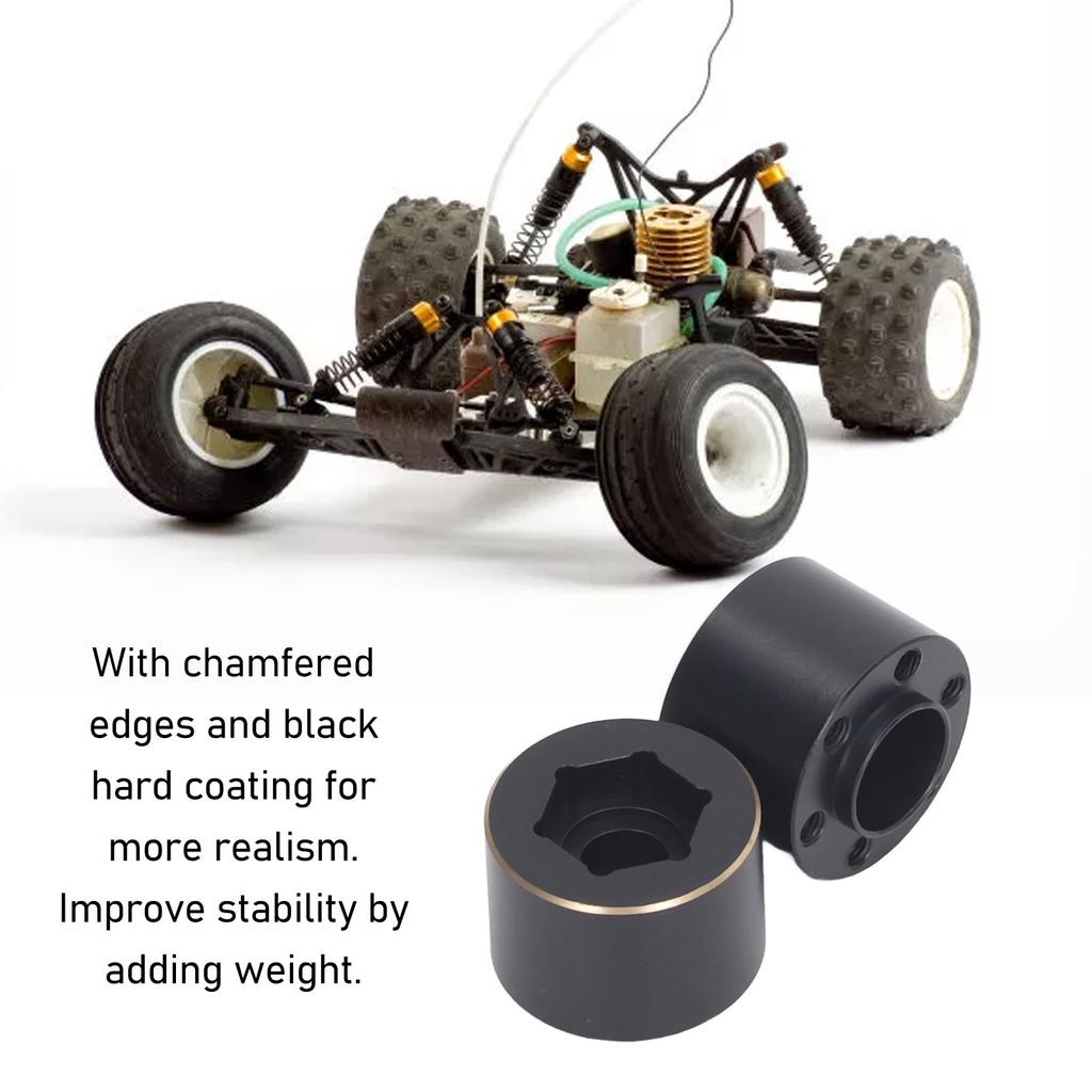 2pcs 1.9 2.2 Inch Wheel Hex Hub Widen Adapter Brass Black Wheel Rim Adapter for Remote Control Car 15mm / 0.6in