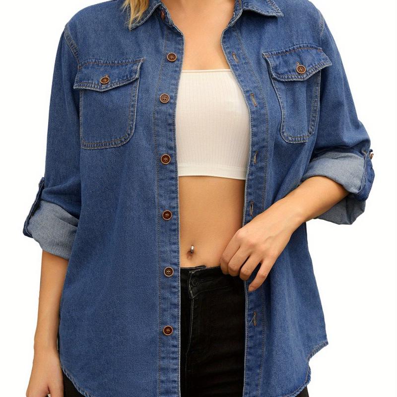 

2025 New Arrival Women s European & American Long Sleeve Casual Denim Shirt S