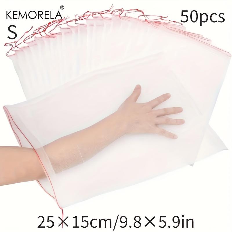 KEMORELA 50 шт. Белые сетчатые мешки для защиты фруктов от насекомых - Прочные нетканые чехлы из ПП/ТПЭ для защиты от насекомых и птиц - Идеально для фруктов