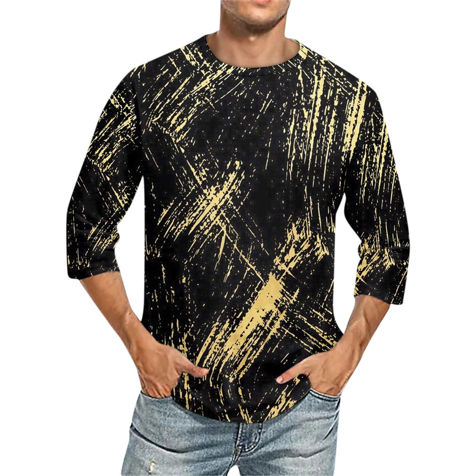 

Мужская однотонная футболка с круглым вырезом и рукавами три четверти S чёрный