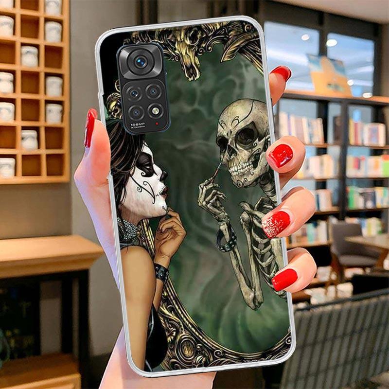 Catrina Schönes Rosenmädchen Totenkopf Hülle Handyhülle Für Xiaomi Redmi Note 15 14 13 12 11 10 Pro Plus 14S 12S 11S 11T 11E 10S Weich