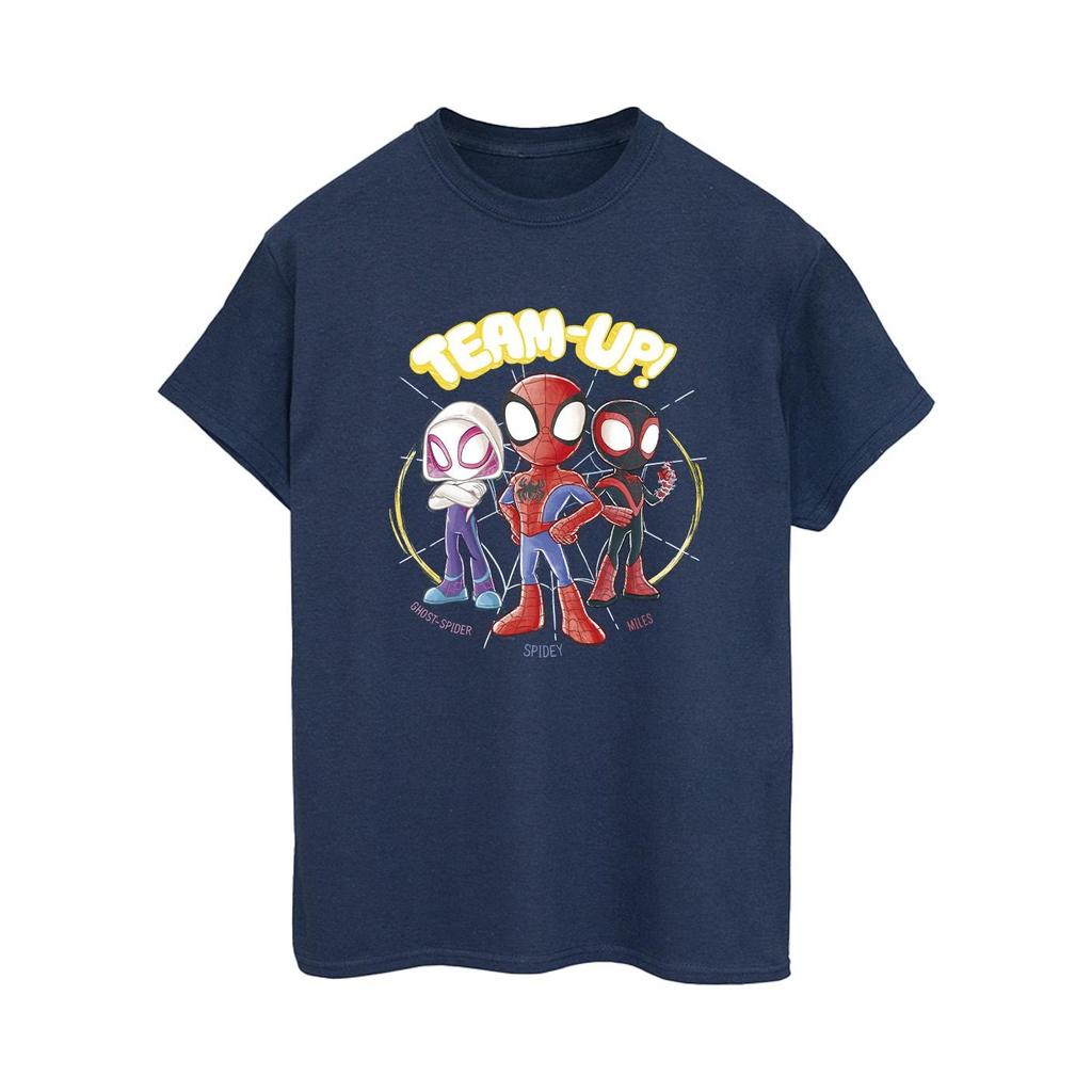Marvel Womens/Ladies Spidey And His Amazing Friends Sketch Cotton Boyfriend T-Shirt