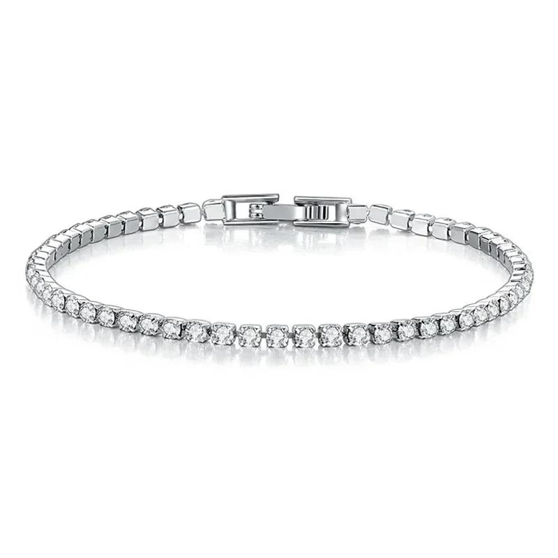 New 925 Pure Silver Rose Gold Bracelet Shining Classic Hip Hop Crystal Tennis Bracelet Women's Jewelry Fashion Wedding Gift