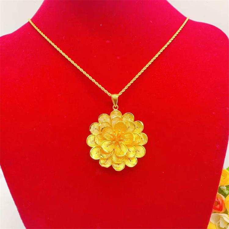 Многослойное золотое ожерелье с цветами от Ins! 24K Золото AU999 Новый Женский Стиль, Лепесток Полый Дизайн Для Наслоения, Многослойный Модный Уникальный