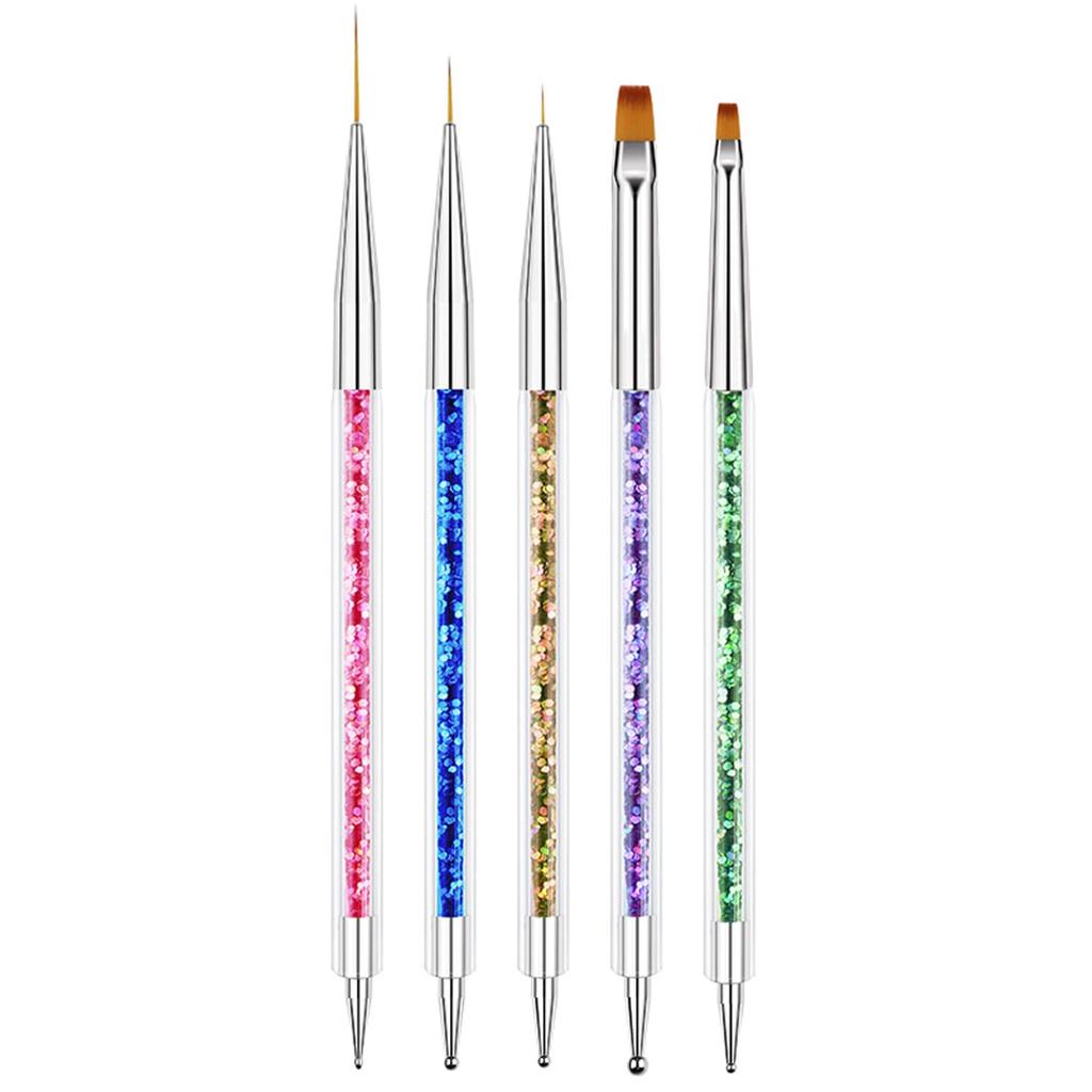 LINMANDA 5-Piece Nail Art Pen Set Double-Ended Nail Art Dotting Pen Liner Brush Nail Art Dotting and Drawing Tool Set