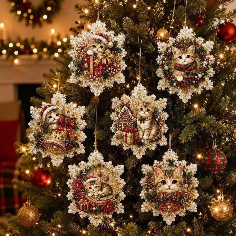 6pcs Santa Wooden Christmas Ornaments DIY Craft Wooden Tag Pendants  Home Decor