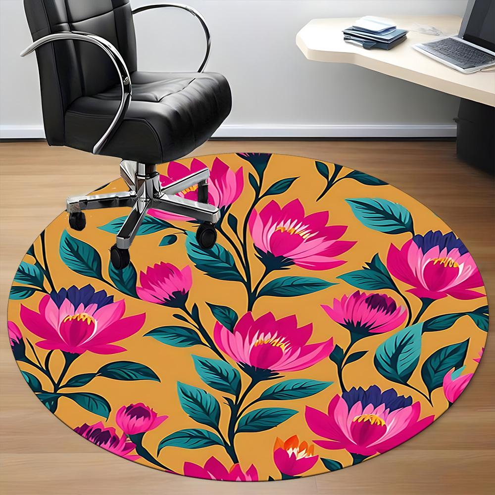 1PC Floral Pattern Chair Carpet for Office, Indoor Non-Slip Washable Carpet, Soft Comfortable Mat For Office Room yy250930148