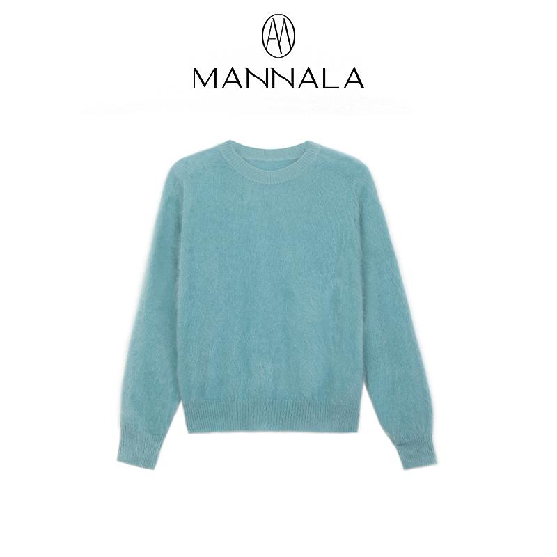 Classic Round Neck Cashmere Sweater - Autumn/Winter, Short, Brushed Wool, Flocked, Simple Design.