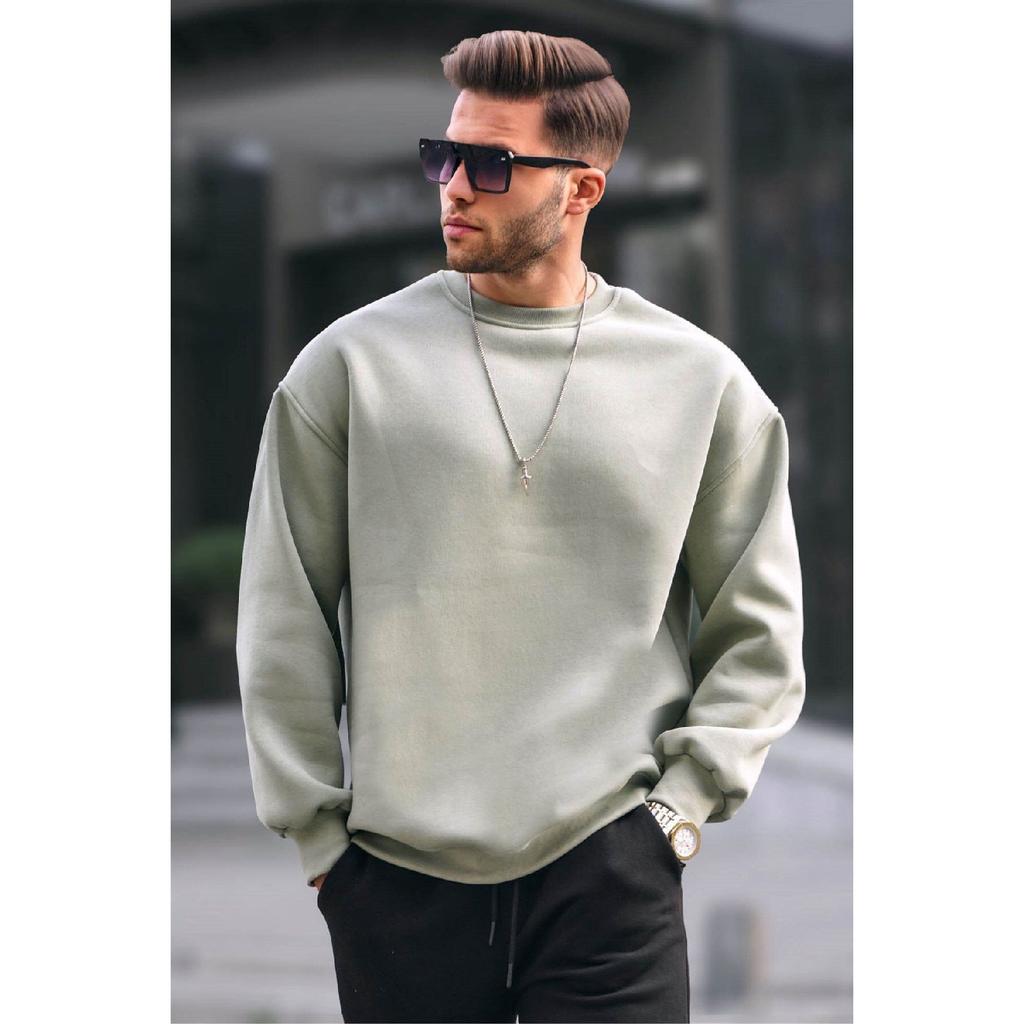 Smoked Rundhals Oversize Basic Herren Sweatshirt 6048