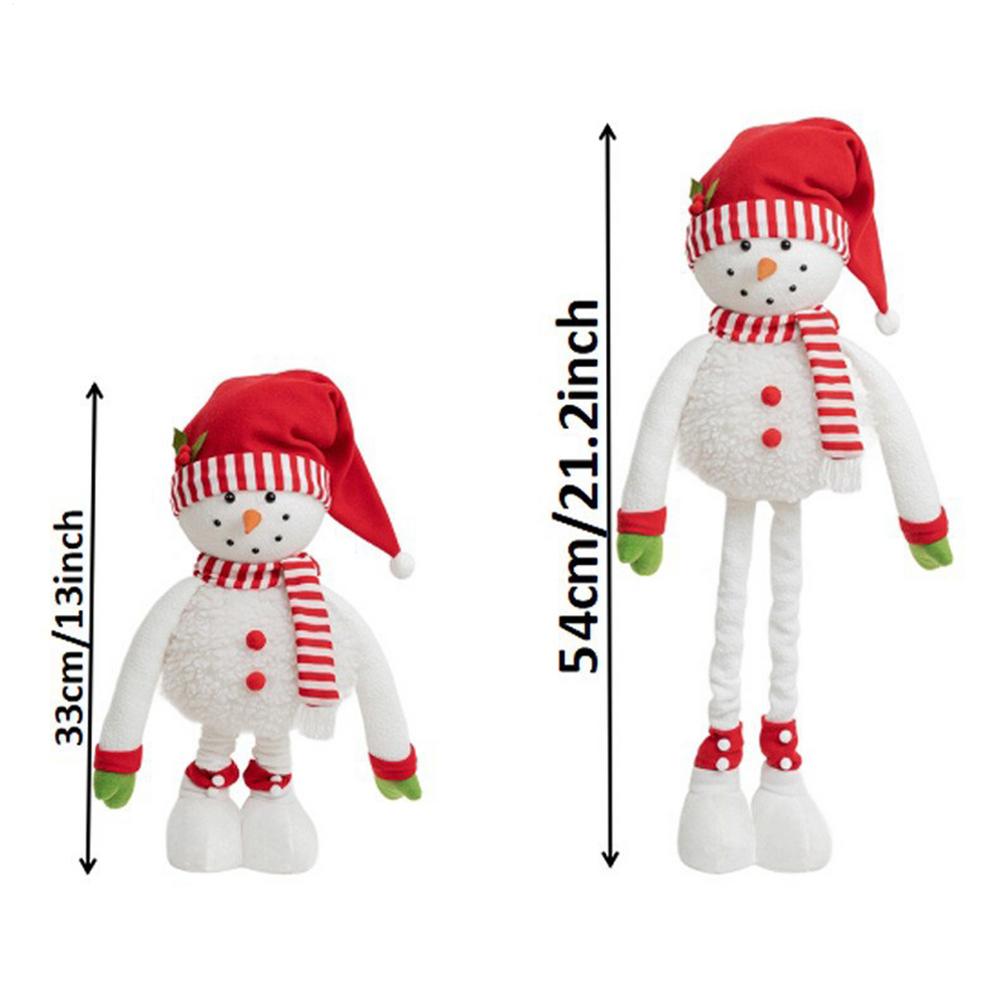 

Christmas Standing Snowman Holiday Centerpiece Christmas Decor Plush Snowman With Retractable Leg For Home Desktop Shelf Mantel